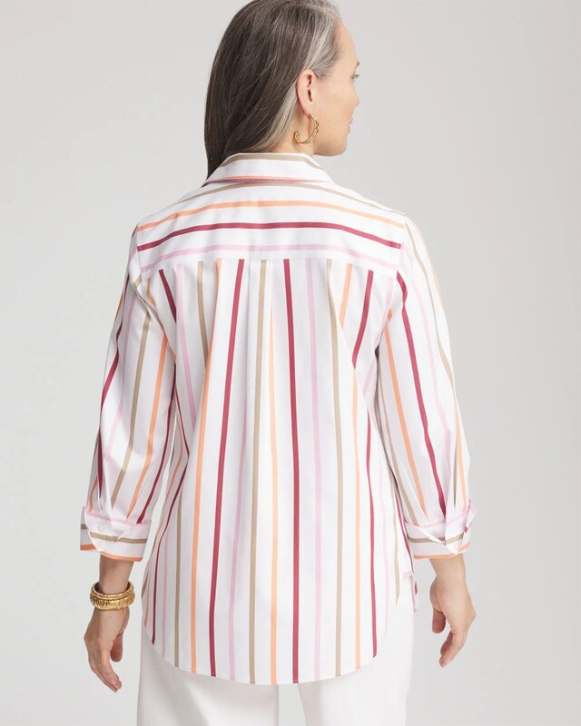 No Iron Striped Stretch-Sateen Shirt - image 3